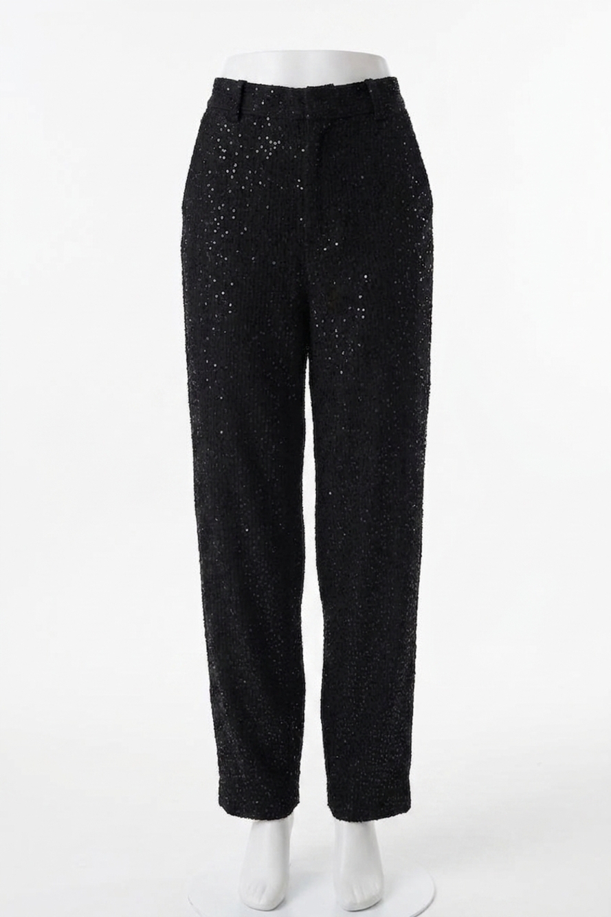 NEW IRO morine straight cut sequin trouser in black